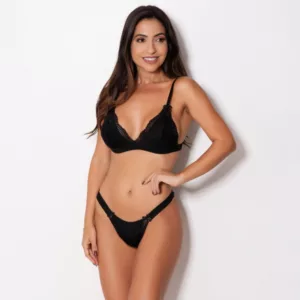 Conjunto Madri sem Bojo em Tecido e Renda LBR9735
