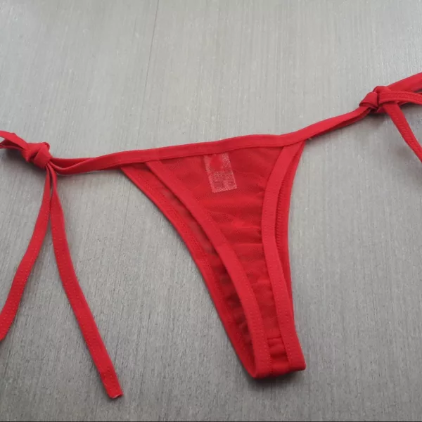 Calcinha Tanga Tule fio Dental Coelhinho Amarração - Imagem 7