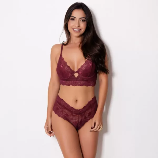 Conjunto em Renda sem Bojo com Aro e Forro Bianca - Imagem 5