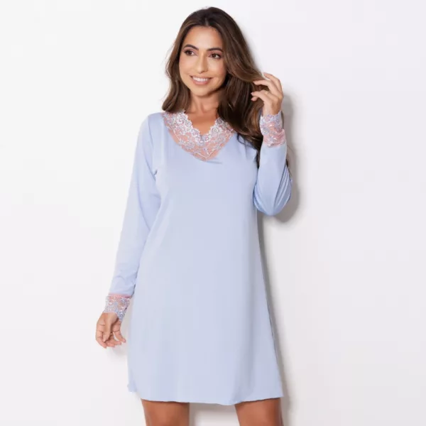 Camisola com Renda Bicolor Manga Longa Lorena - Imagem 3