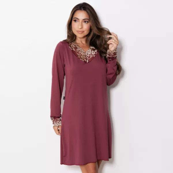 Camisola com Renda Bicolor Manga Longa Lorena - Imagem 5