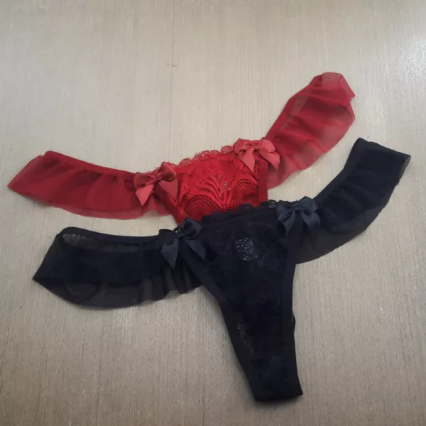 Calcinha Tanga Sexy em Renda e Tule - Imagem 7