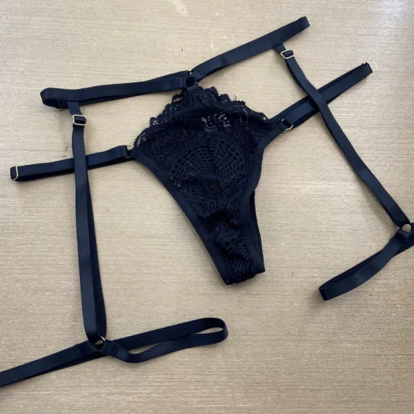 Conjunto Cinta Liga Rendado Sutiã Sem Bojo - Imagem 4