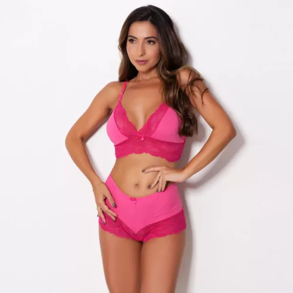 Conjunto sem Bojo em Lycra e Renda Espera Marido - Imagem 5