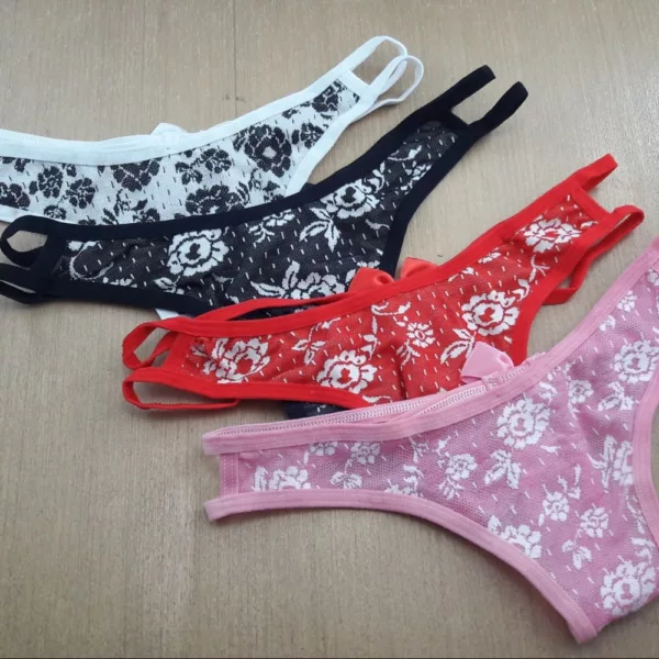 Tanga Fio Dental Sensual Tecido Floral - Imagem 7