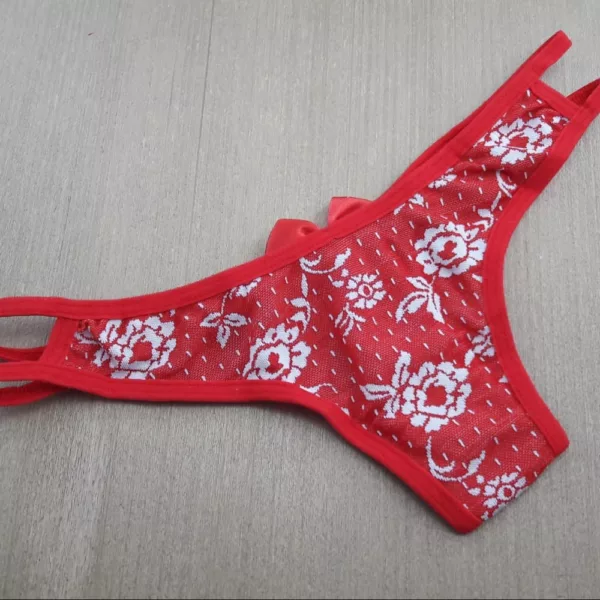 Tanga Fio Dental Sensual Tecido Floral - Imagem 8
