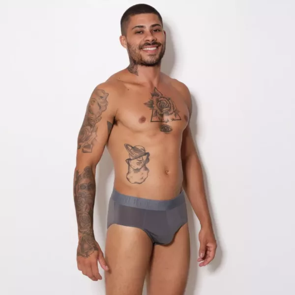 Cueca Slip Romantic Liso Elástico Bordado - Imagem 3