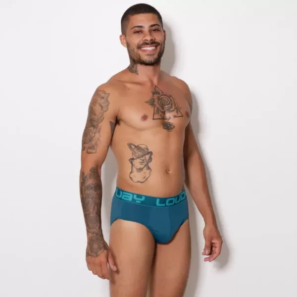 Cueca Slip Microfibra Lisa Elástico Bordado - Imagem 3