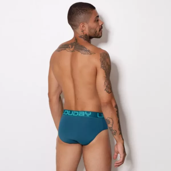 Cueca Slip Microfibra Lisa Elástico Bordado - Imagem 4