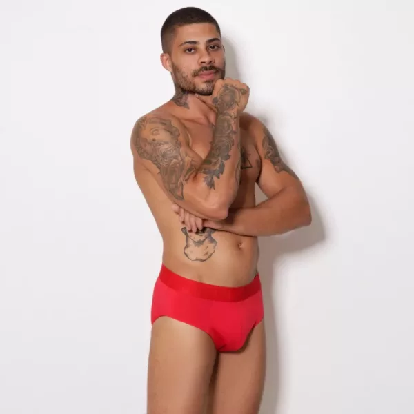 Cueca Slip Microfibra Lisa Elástico Bordado - Imagem 9