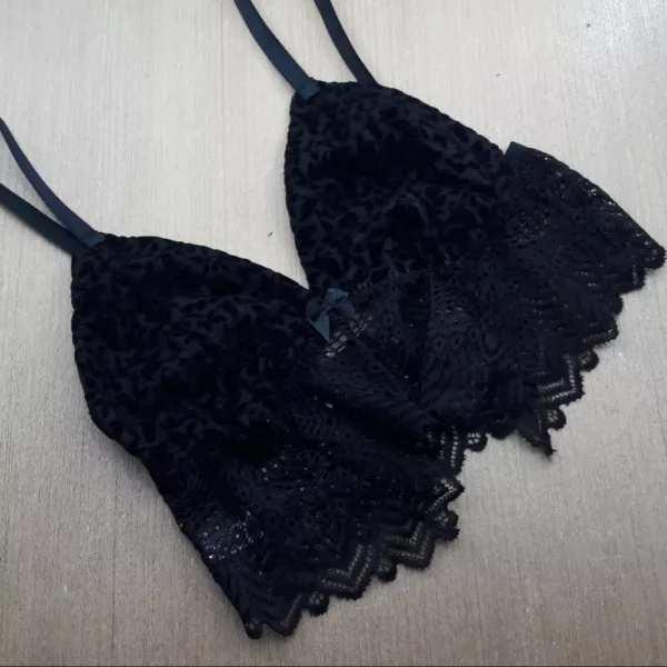 Conjunto sem bojo sem arco em Tule Renda Veludo - Imagem 5