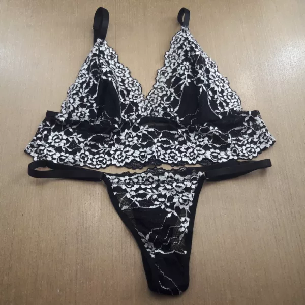 Conjunto sem Bojo em Renda Bicolor - Imagem 3