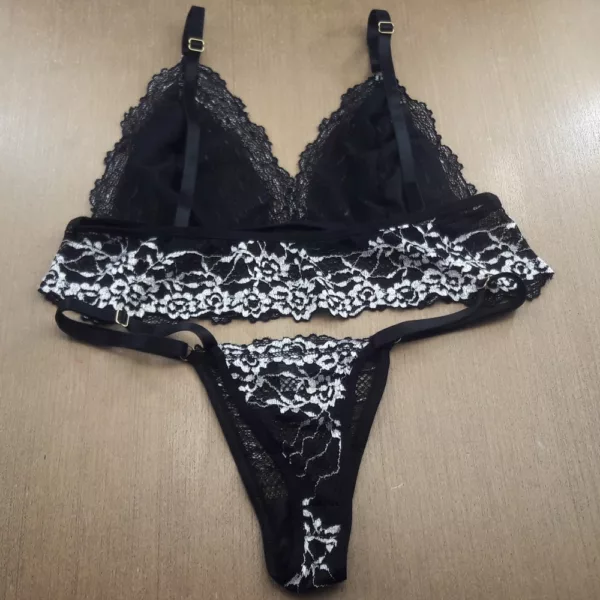 Conjunto sem Bojo em Renda Bicolor - Imagem 4