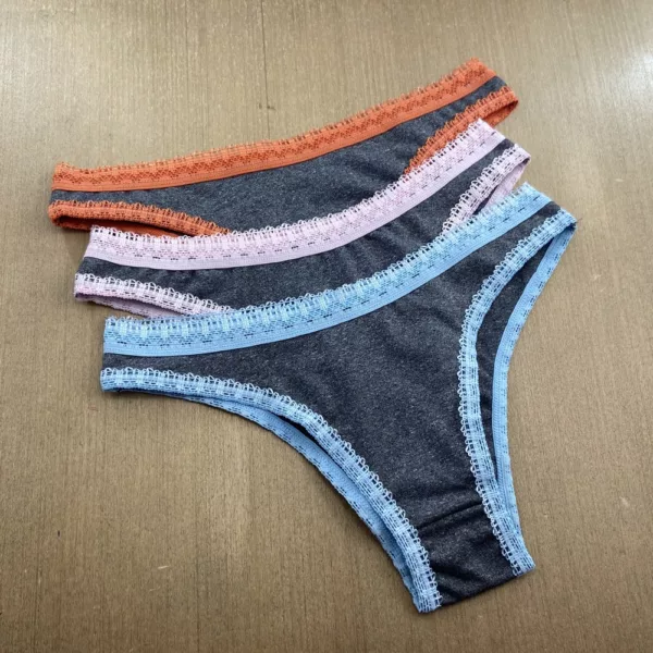 Kit com 3 Tangas Mescla Elástico Rendinha - Imagem 4