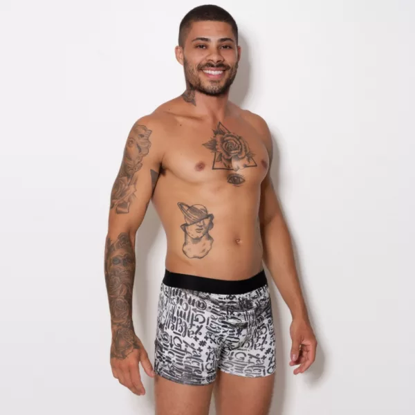 Cueca Boxer Microfibra Estampada Elástico Liso - Imagem 4