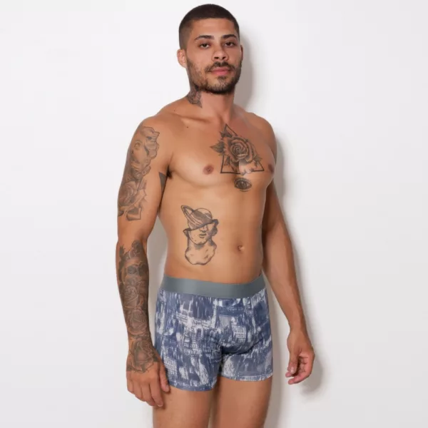 Cueca Boxer Microfibra Estampada Elástico Liso - Imagem 6