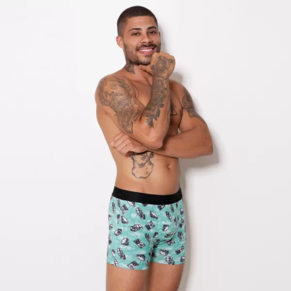 Cueca Boxer Microfibra Estampada Elástico Liso - Imagem 8