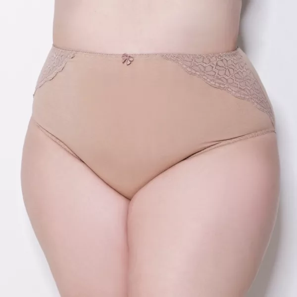 Calcinha Calçola Cotton Algodão Plus Size e Renda nas Laterais