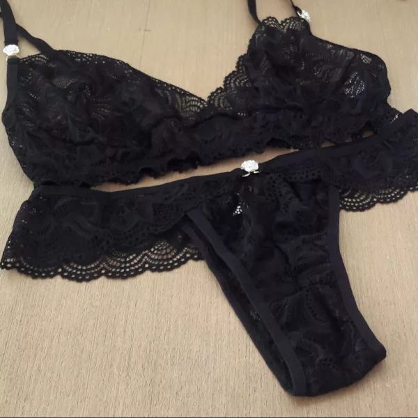 Conjunto sem Bojo em Renda Biju Flor - Imagem 7