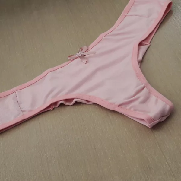 Tanga Fio Duplo Liso Detalhe em Laço de Cetim na Frente - Imagem 8