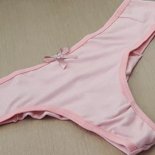 Tanga Fio Duplo Liso Detalhe em Laço de Cetim na Frente - Imagem 9
