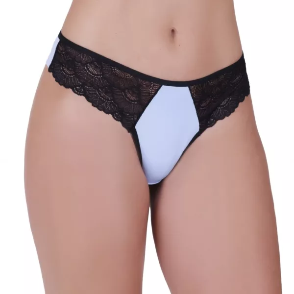 Calcinha Tanga Fio Duplo Poliamida laterais com renda