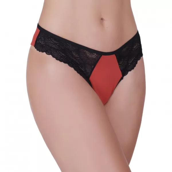 Calcinha Tanga Fio Duplo Poliamida laterais com renda - Imagem 9