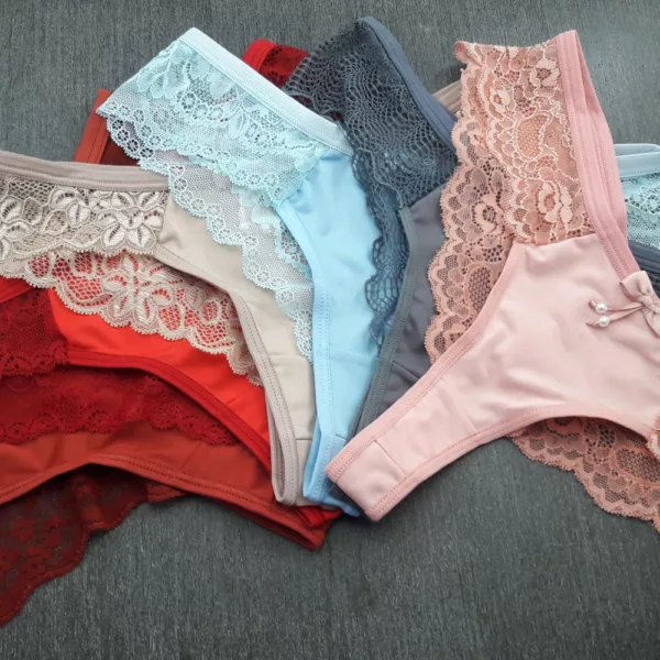 Tanga Fio em Tecido Romanctic Liso Costas Rendada - Imagem 7