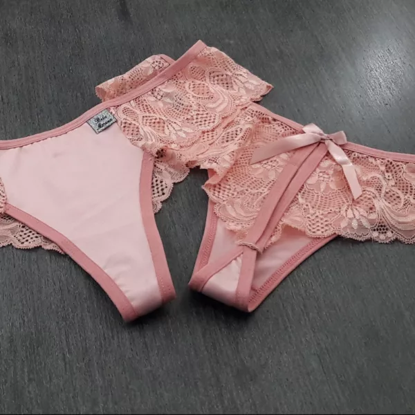 Tanga em Tecido Liso e Renda - Imagem 3
