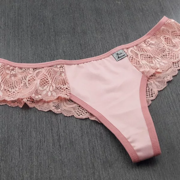 Tanga em Tecido Liso e Renda - Imagem 4