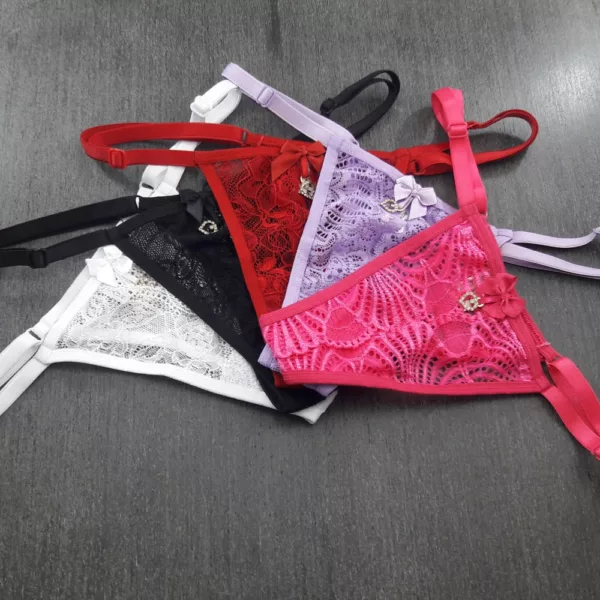 Tanga em Renda e Regulagem na Cintura e Pingente Coração - Imagem 3