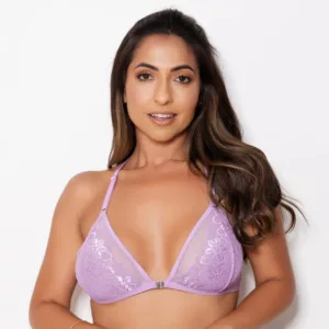 Sutiã Nadador Strappy sem Bojo de Tule e Renda Transparência
