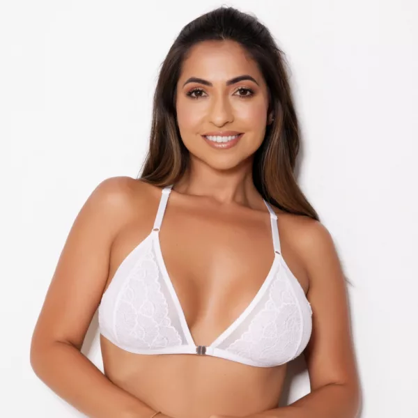 Sutiã Nadador Strappy com Bojo de Tule e Renda Transparência