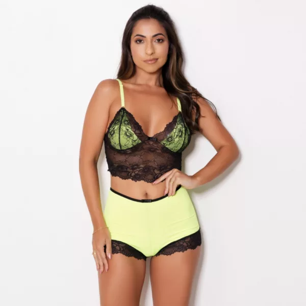 Short Doll Neon com Cropped  e Renda - Imagem 5