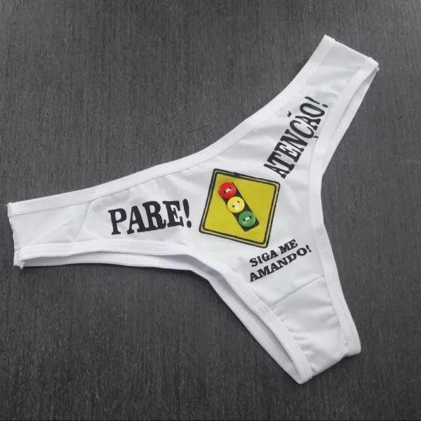 Calcinha Tanga com estampa em silk SINALZINHO na parte frontal - Imagem 9