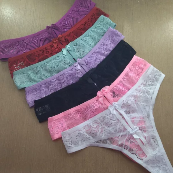 Calcinha Tanga Sexy em Renda Transparente Lacração - Imagem 8