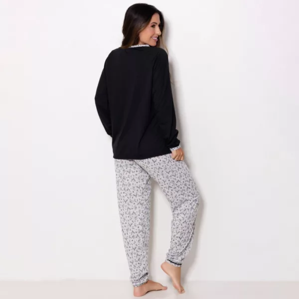 Pijama Longo Adulto Calça Estampada - Imagem 4