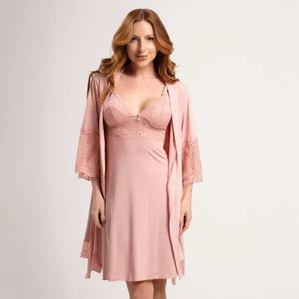 Camisola Amamentação com Robe abertura frontal e manga 7/8 - Imagem 4