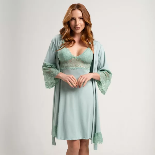 Camisola Amamentação com Robe abertura frontal e manga 7/8 - Imagem 7