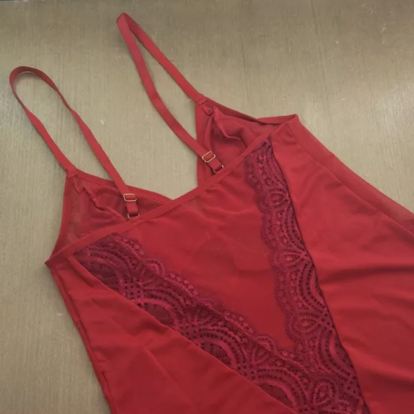 Camisola Feminina Microfibra Detalhe Tule e Renda - Imagem 8