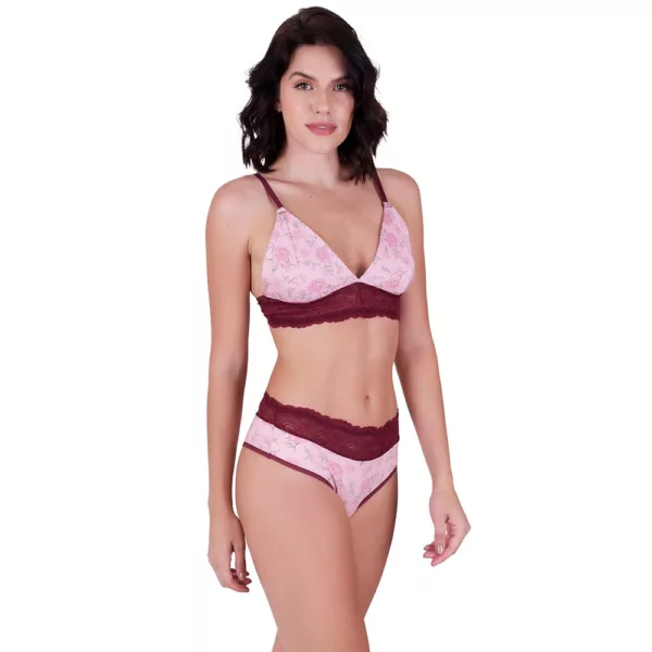 Conjunto sem Bojo Estampa Delicada Flor - Imagem 3