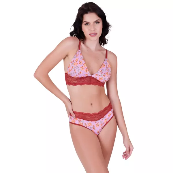 Conjunto sem Bojo Estampa Delicada Flor - Imagem 4
