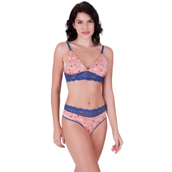 Conjunto sem Bojo Estampa Delicada Flor - Imagem 5