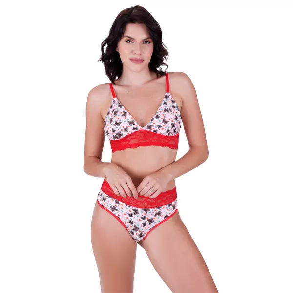 Conjunto sem Bojo Estampa Delicada Flor - Imagem 7