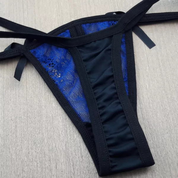 Tanga Modelo Fio Recorte em Renda Tiras Laterais - Imagem 6