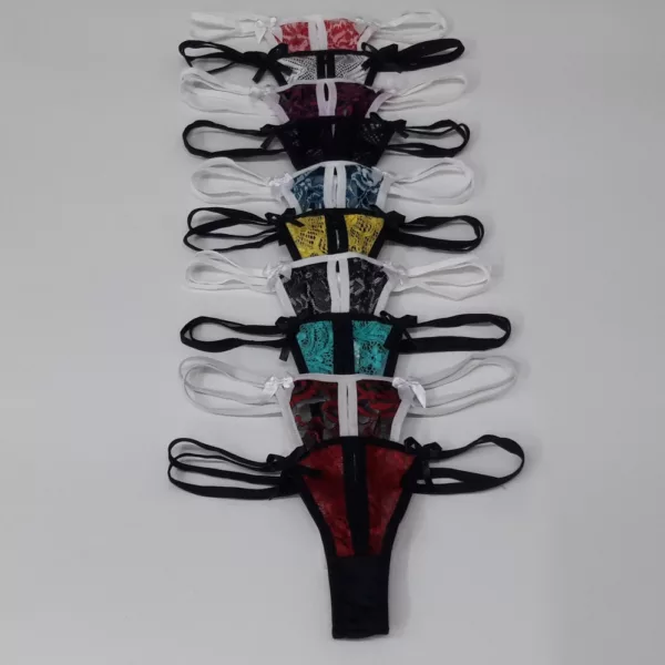 Tanga Modelo Fio Recorte em Renda Tiras Laterais - Imagem 7
