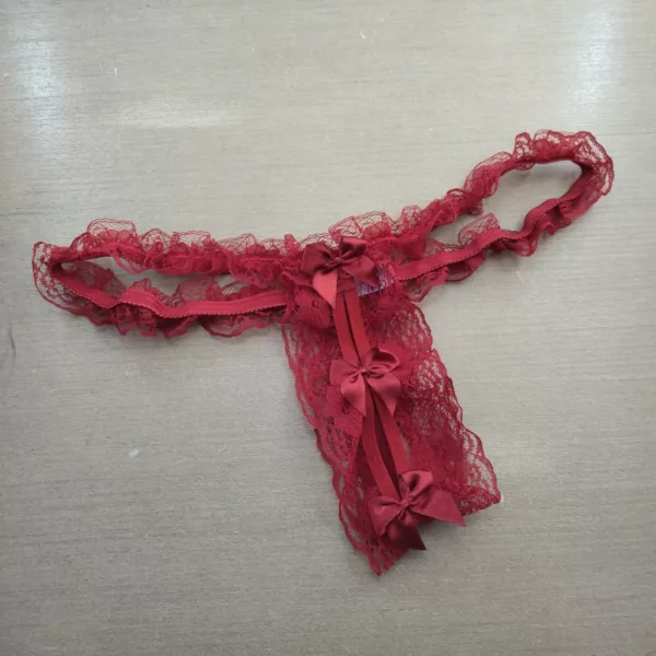 Tanga Fio Dental em Renda Delicada Apressada - Imagem 4