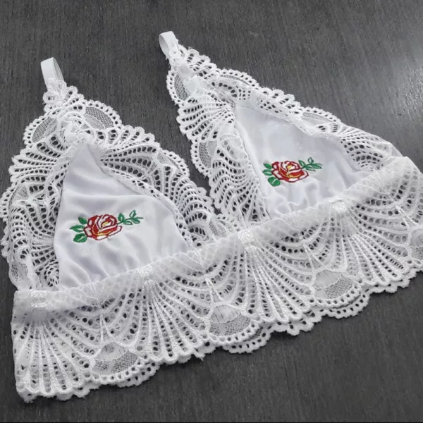 Conjunto sem Bojo com Bordado e Renda em Microfibra - Imagem 5
