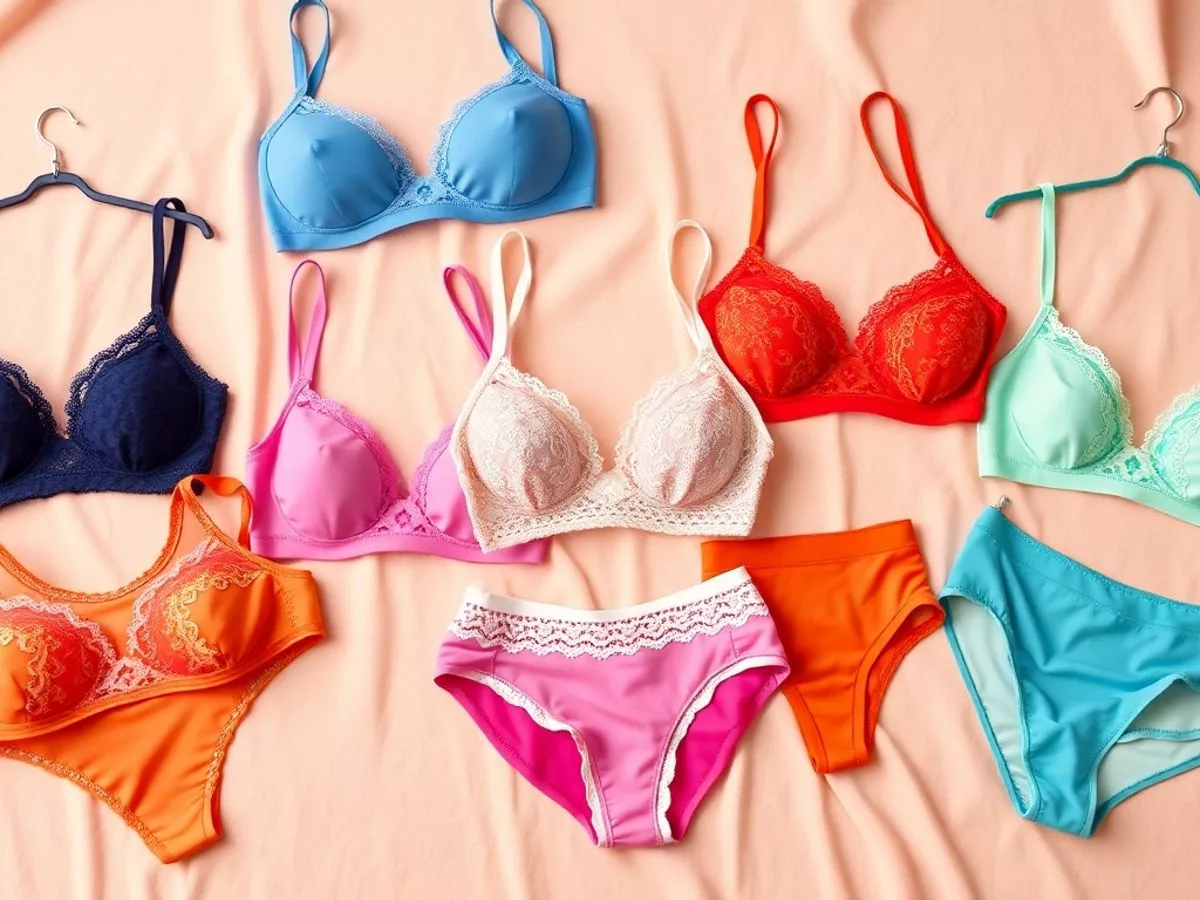 Lingerie para Adolescentes: Escolhendo os Melhores Modelos para Cada Estilo 2 Várias peças de lingerie juvenil em cores vibrantes.