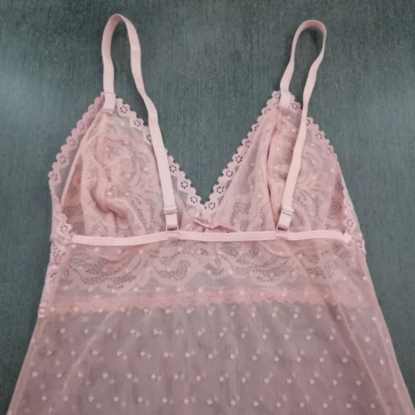 Camisola Sensual em Tule e Renda Decote Profundo Poá - Imagem 5